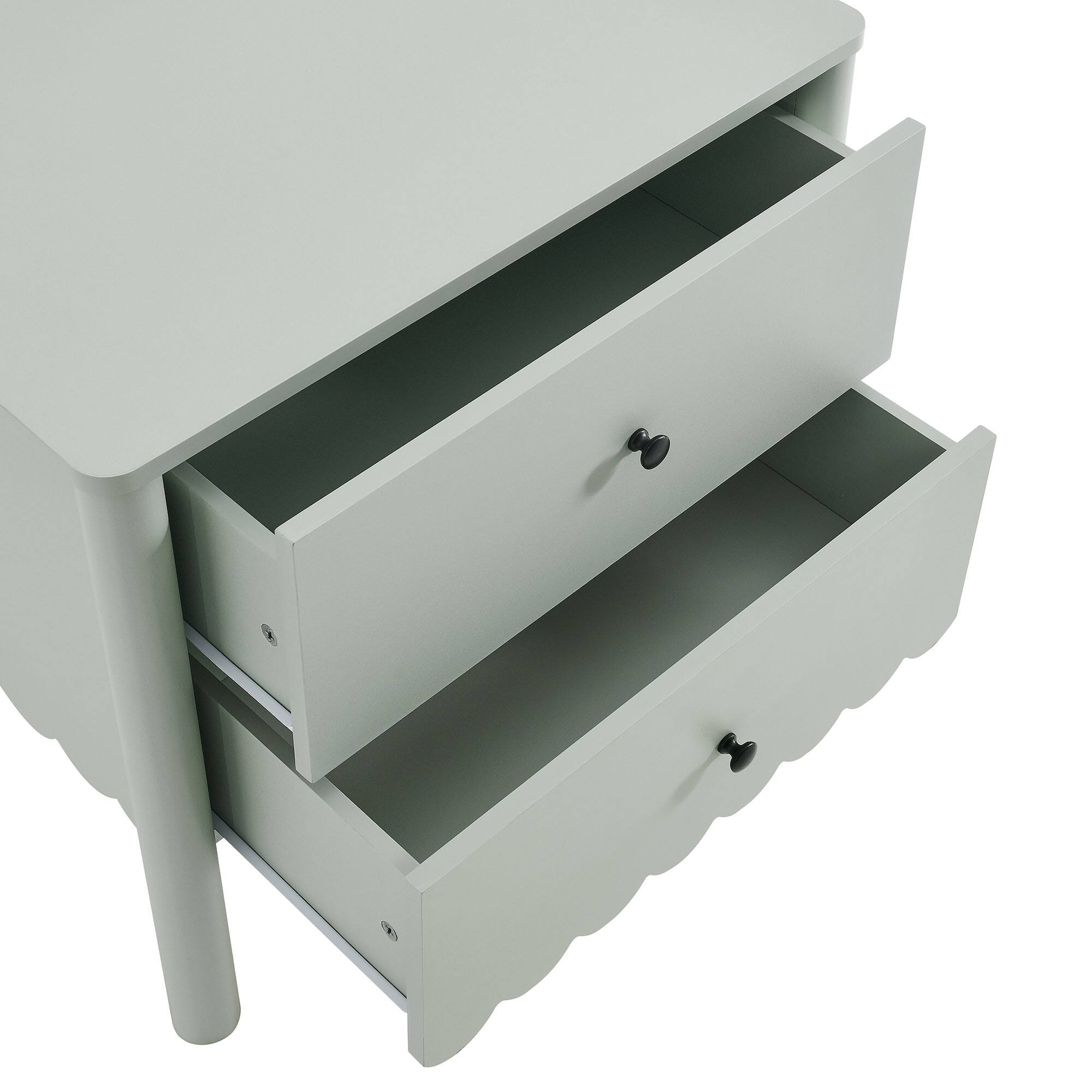 Alt View 5. Modway - Emmeline Scalloped 2-Drawer Nightstand by Modway - Sage.
