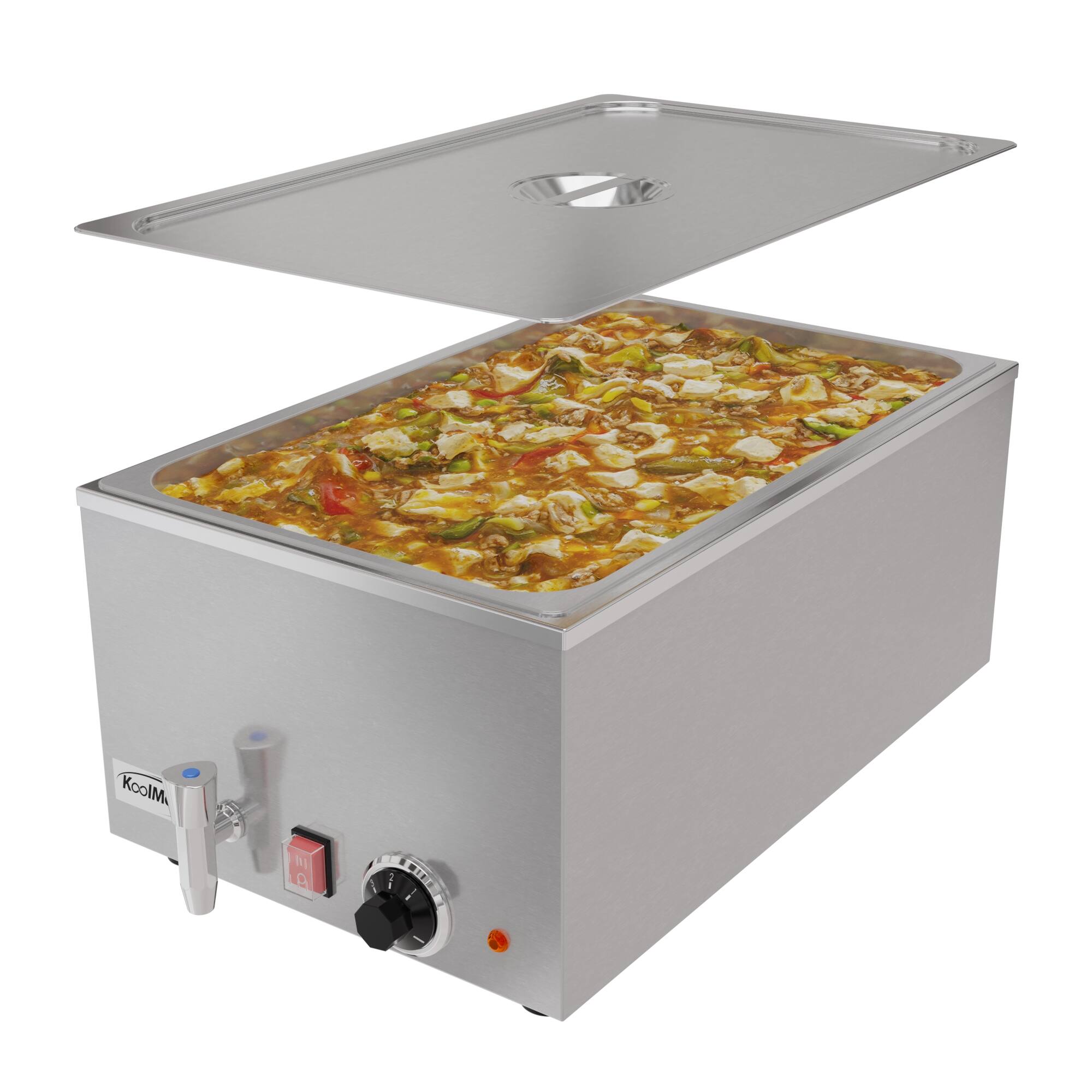 Front. Koolmore - 21 Qt. One-Section Electric Countertop Food Warmer With Faucet, CFW-1T. - Silver.