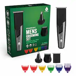 Pursonic - Rechargeable Men's Grooming Set - Complete Hair, Beard, Nose, and Ear Grooming Kit - Black