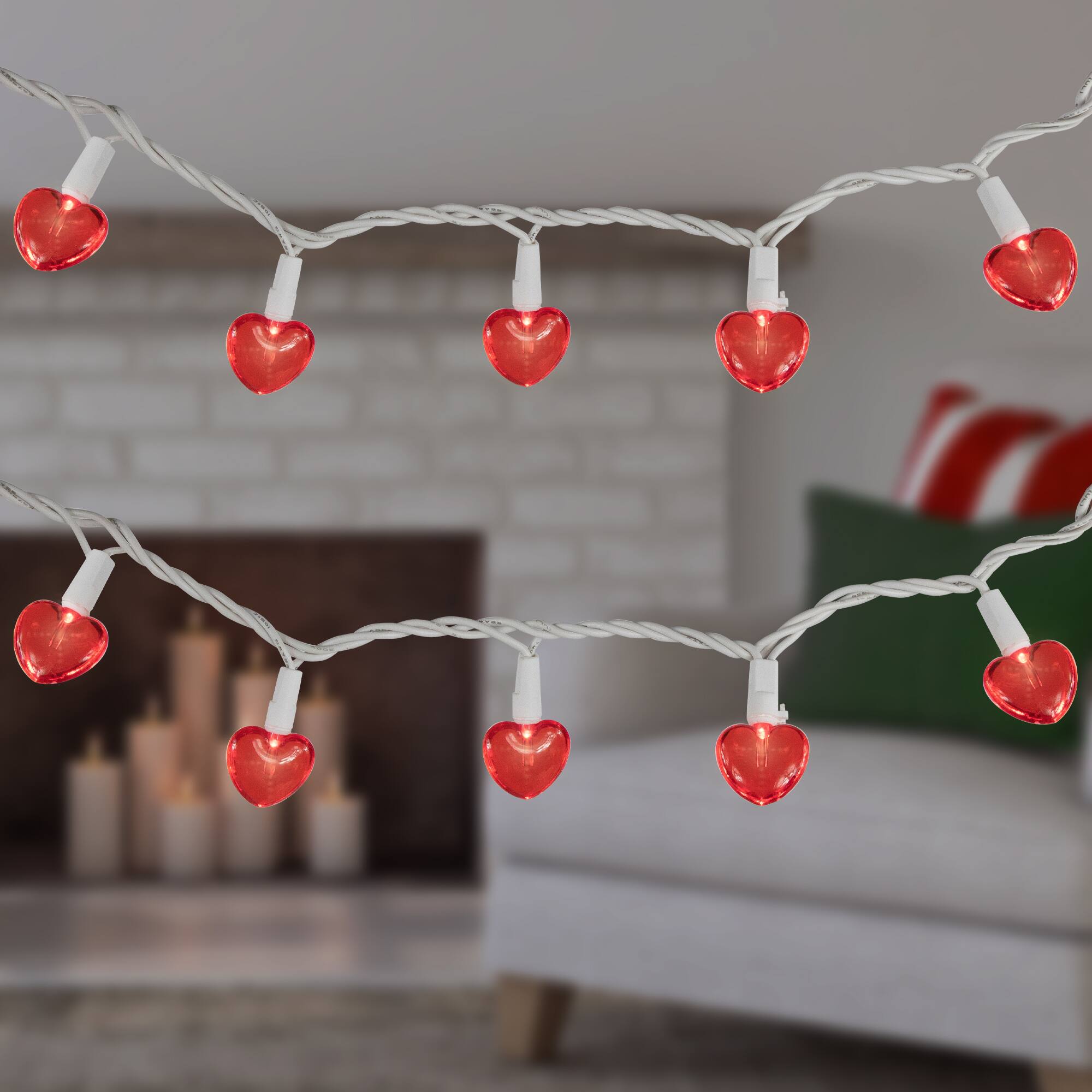 Alt View 1. Northlight - 20-Count Red LED Mini Hearts Valentine's Day Lights - 4.75ft, White Wire - Red.