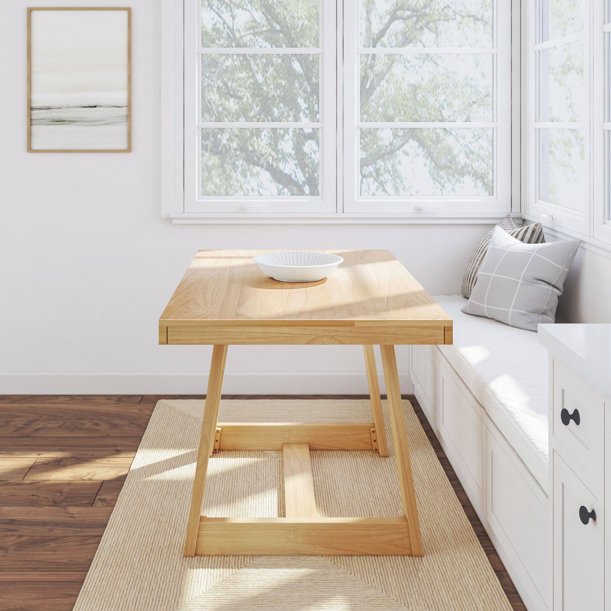 Alt View 4. Plank+Beam - Classic Solid Wood Dining Table - 1220mm/48in, Blonde Wirebrush - Blonde Wirebrush.
