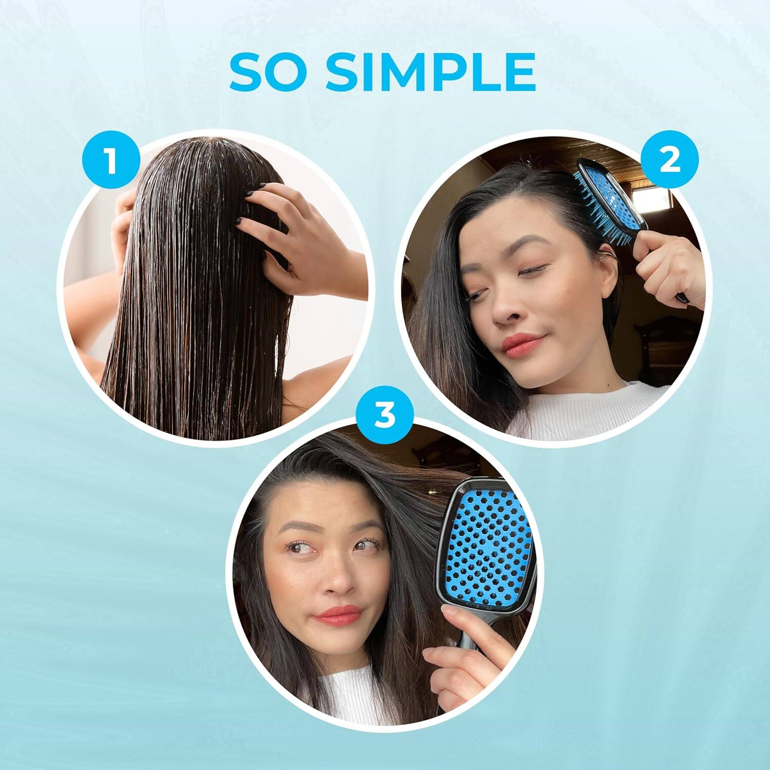 Alt View 4. FHI Heat - UNbrush Wet/Dry Detangling Hair Brush with DuoFlex™ Anti-Static Bristles - Ocean Blue.