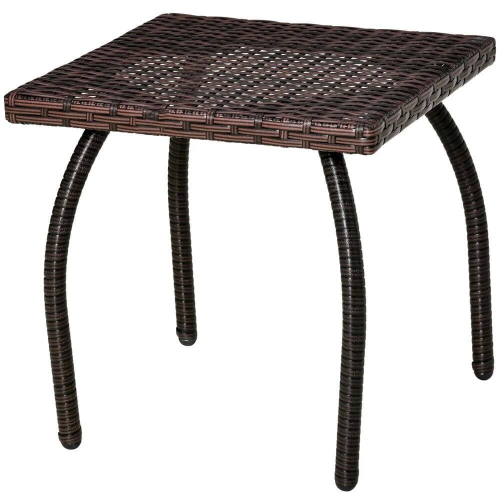 Alt View 9. Kadyn - Tables,Patio Tables,Small Square Rattan End Table, All-Weather Material Coffee Table, Brown - Brown.