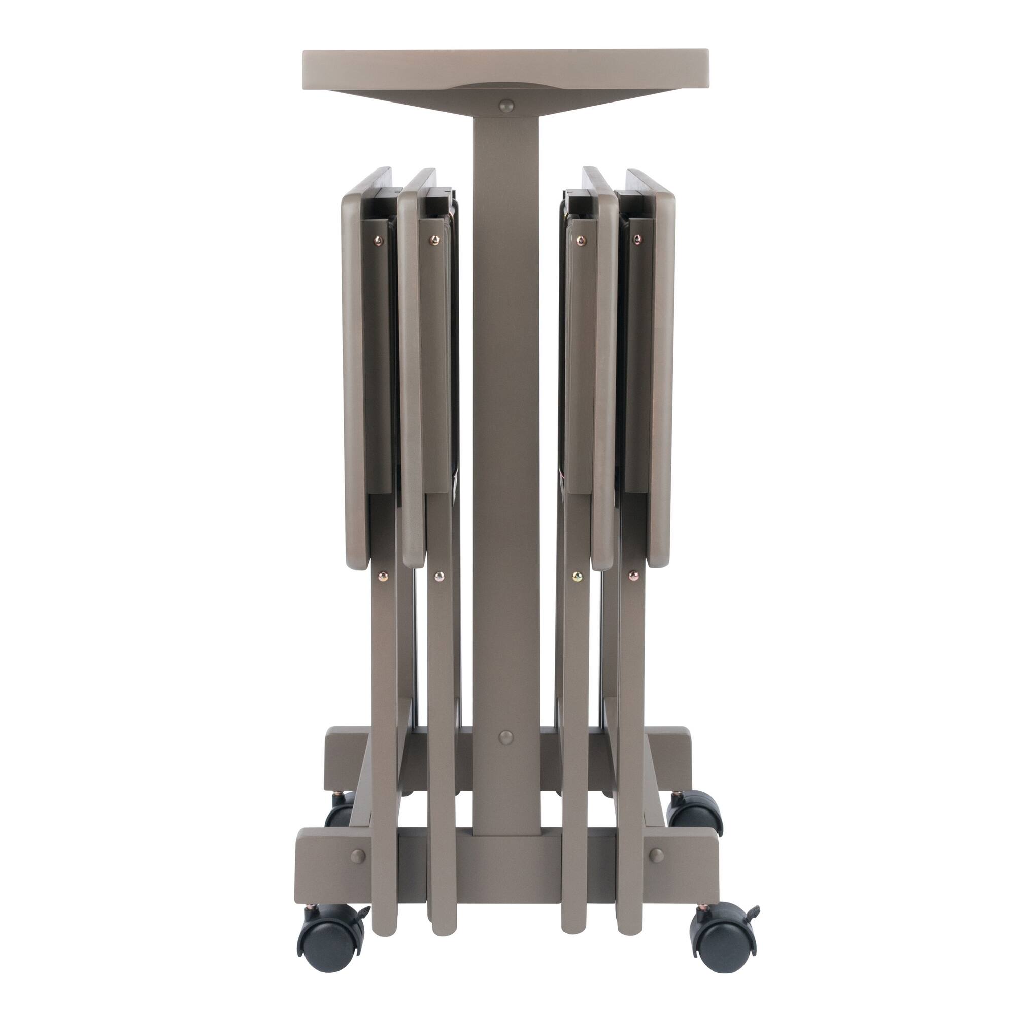 Alt View 5. Winsome Wood - Isabelle 6-Pc Snack Table Set with Removable Serving Tray - Oyster Gray.