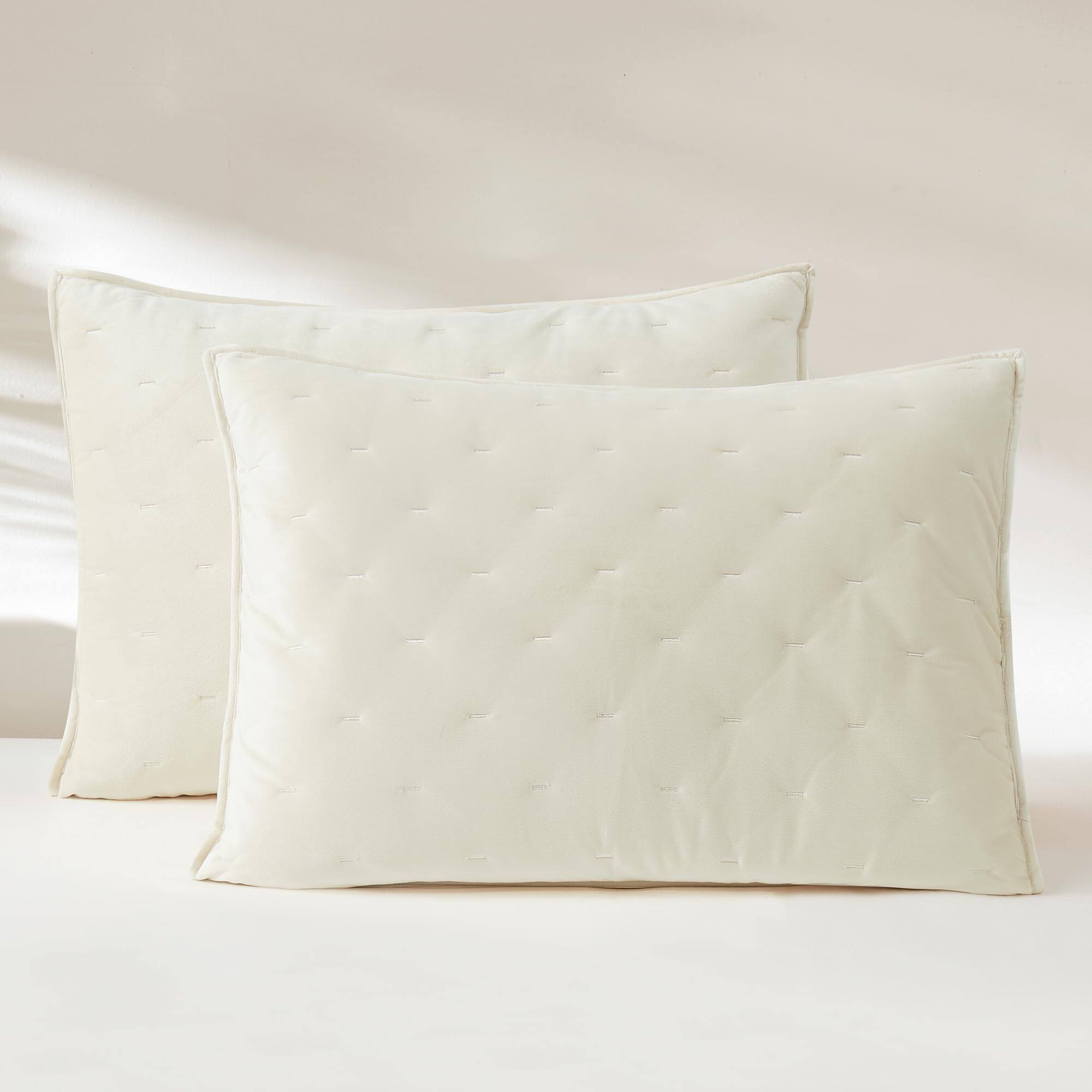 Alt View 5. Earthley Blooms - Quilt Set Cozy Bedding With Matching Shams Embroidered Design haven Fullqueen - Haven Cream-Full/Queen.