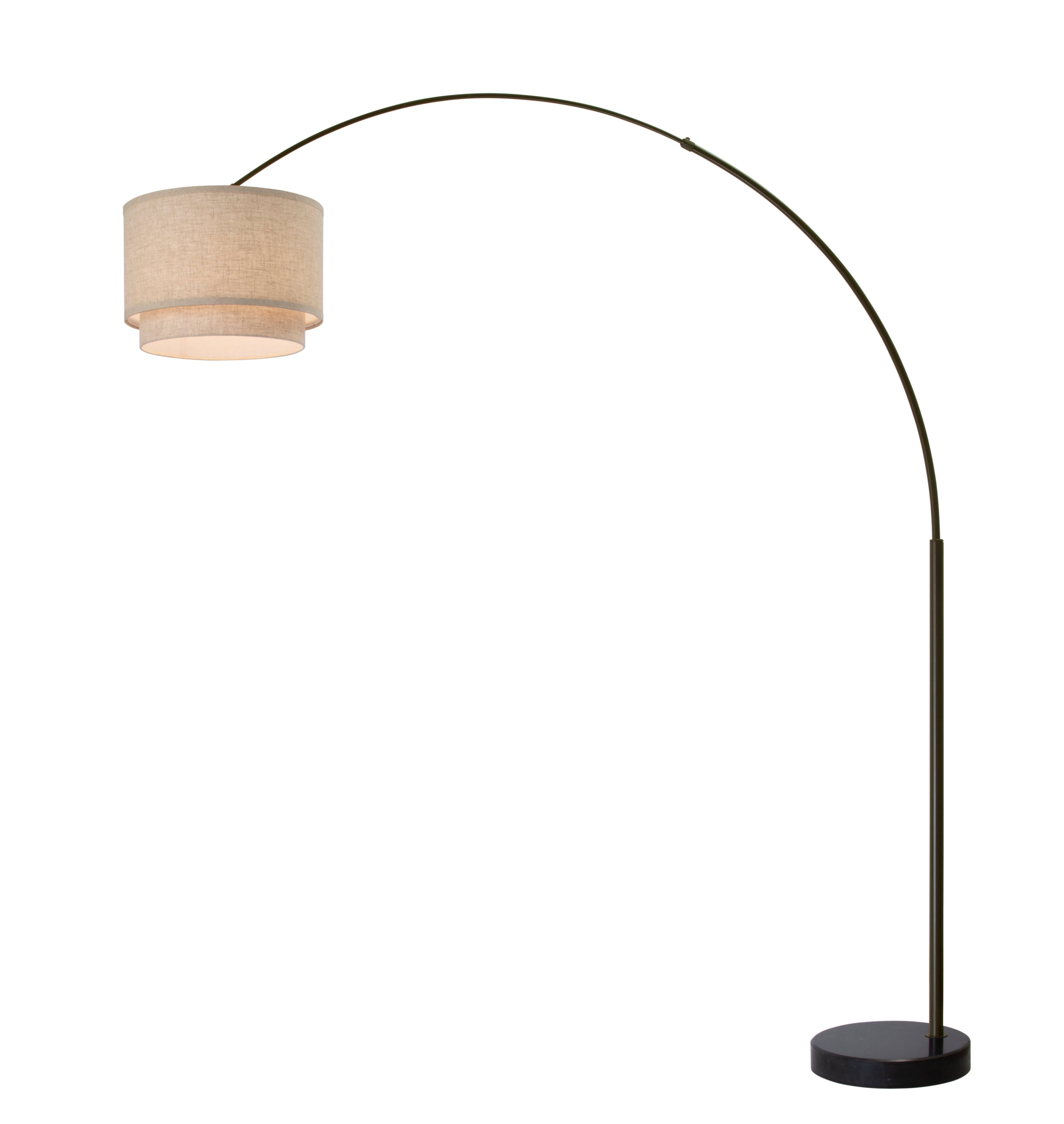 Alt View 1. FC Design - FC Design Modern 81" Tall Standing Adjustable Arched Floor Lamp with Double Drum Shade and Marble Base - Beige - Beige.