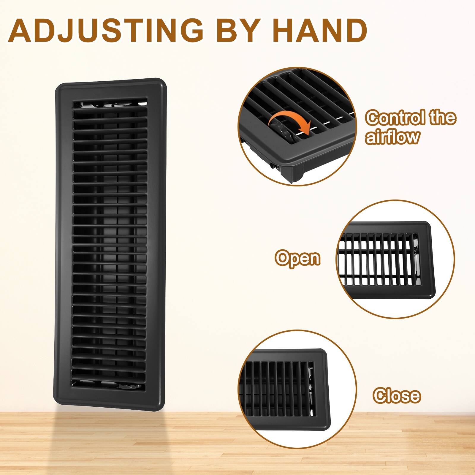 ADJUSTING BY HAND

Control the airflow

Open

Close