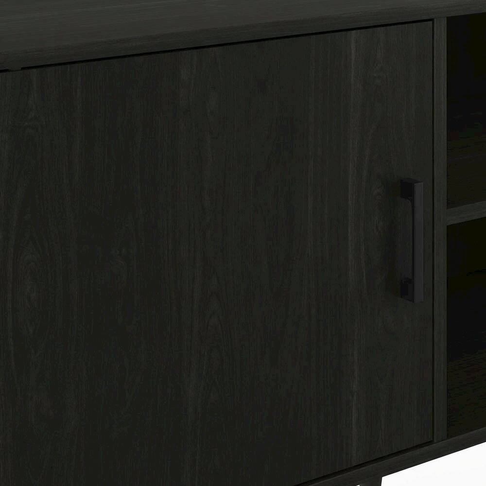Alt View 4. FurniFact - Espresso Wood TV Stand with One Cabinet and Shelves for Living Room - Brown Black.