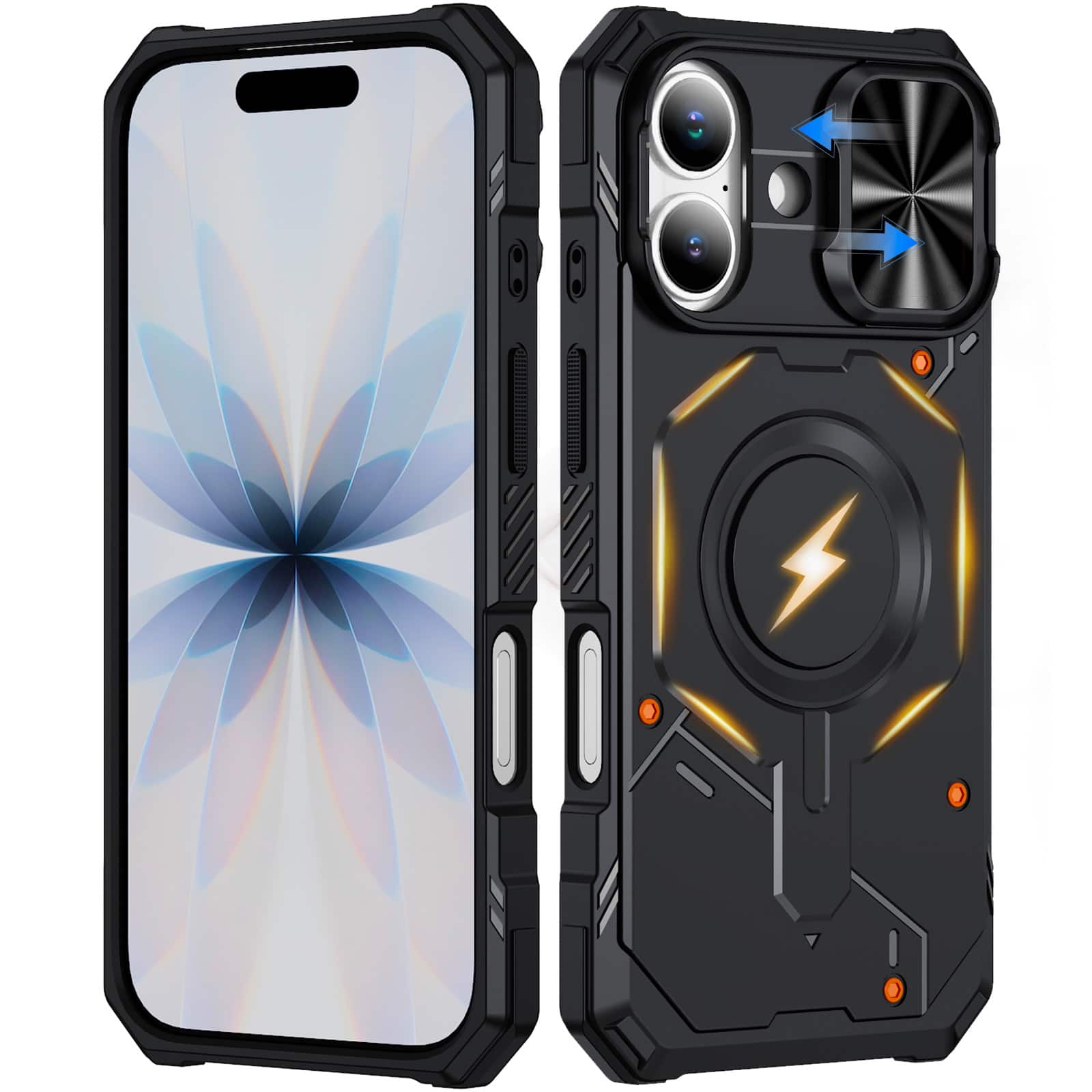 Dteck - Rugged Shockproof Magnetic Hybrid Protective Case for Apple iPhone 17 with Slide Camera Cover, Side Anti-Slip Texture - Black price history on PriceWatchPro