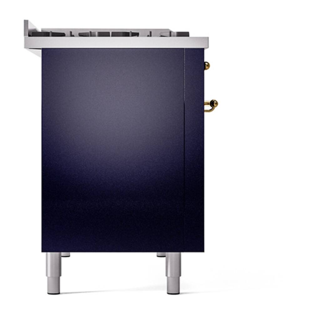 Alt View 10. ILVE - ILVE Nostalgie II 48 inch Dual Fuel Range with 5.02 cu. ft. Total Double Oven Capacity (Midnight Blue, Brass) - Midnight Blue.