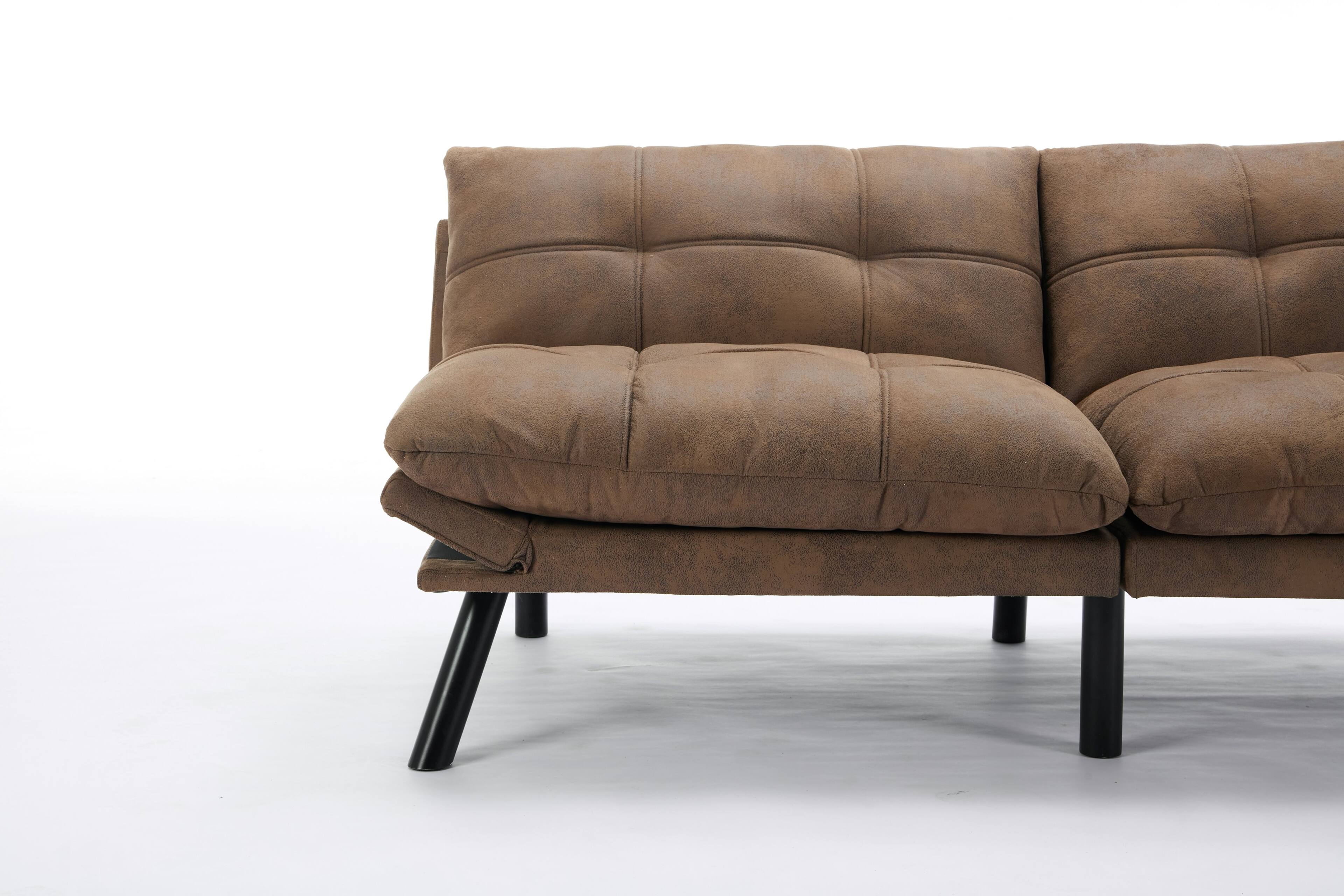 Alt View 8. Tiramisubest - Convertible Foldable Modern Sofa Bed,Futon Lazy Sofa Bed,Comfy Small Couch for Living Room and Bedroom,Brown - Brown.