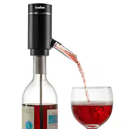 Ivation - Electric Wine Aerator and Dispenser, Rechargeable Automatic Wine Pourer with Touch Button - Black