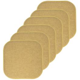 Sweet Home Collection - Alexis Memory Foam No Slip Back 16" x 16" Chair Pad Cushions, 6-Pack - Gold