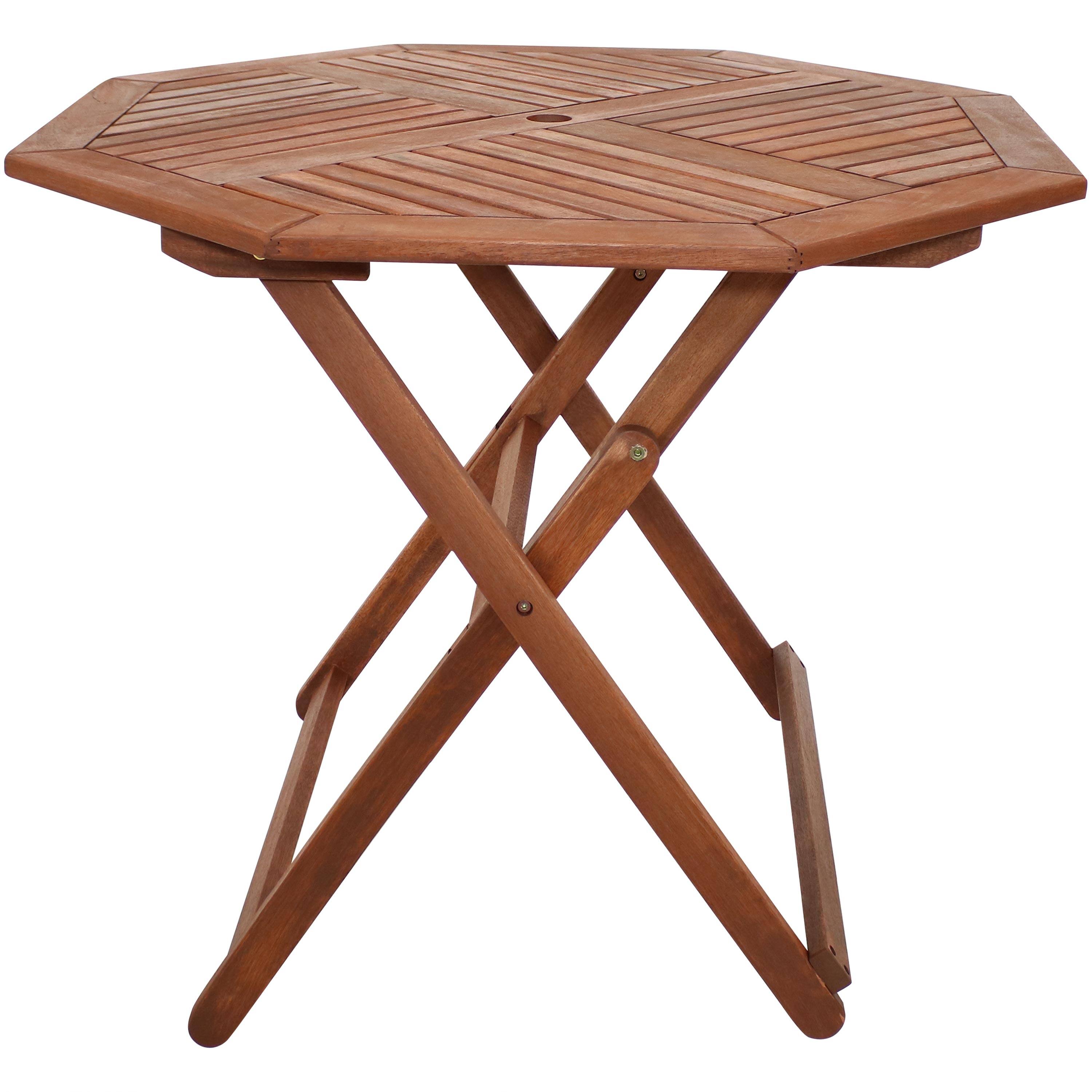 Alt View 6. Sunnydaze - 35.5 in Meranti Wood Folding Octagon Patio Dining Table - Brown.