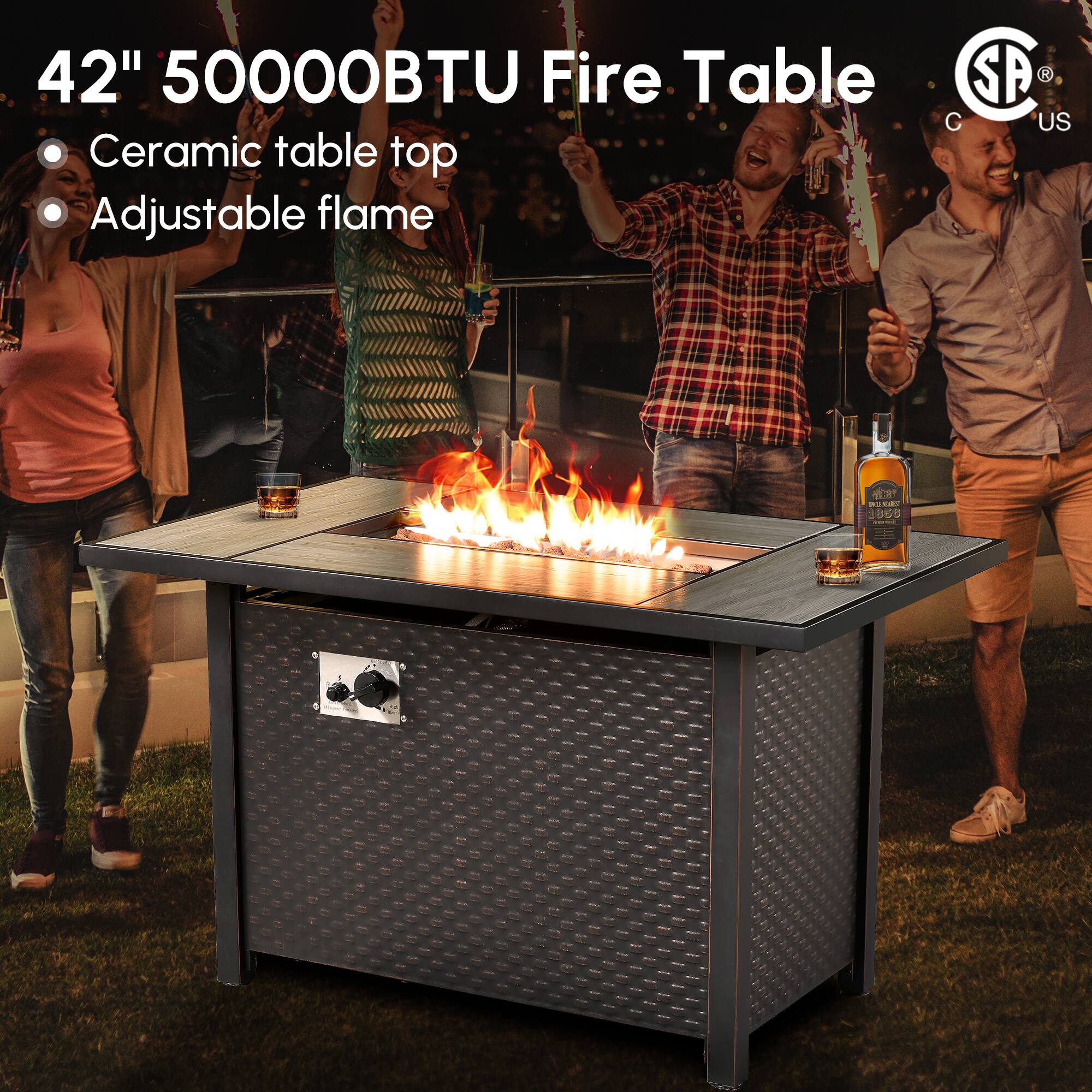 42" 50000BTU Fire Table  
Ceramic table top  
Adjustable flame  

SP R US