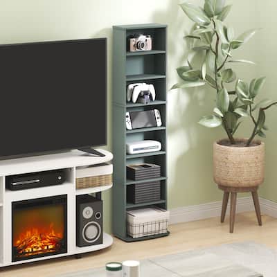 Furinno JAYA DVD Shelf, 8 Tier Media Shelf with Adjustable Shelves Furinno JAYA DVD Shelf, 8 Tier Media Shelf with Adjustable Shelves