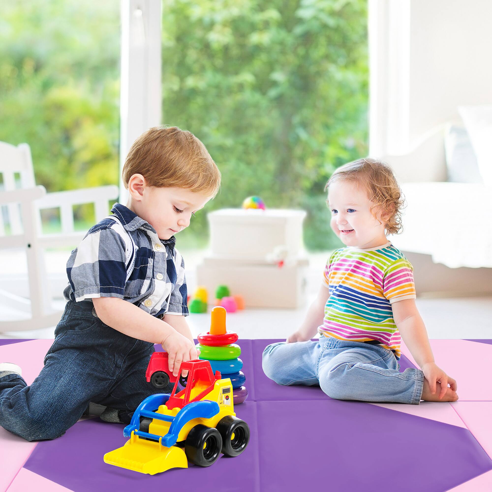 Alt View 4. Gymax - Gymax 10' x 4' x 2'' 4-Panel Folding Gymnastics Exercise Mat w/ Hook & Loop Fasteners Purple & Pink - Purple, Pink.