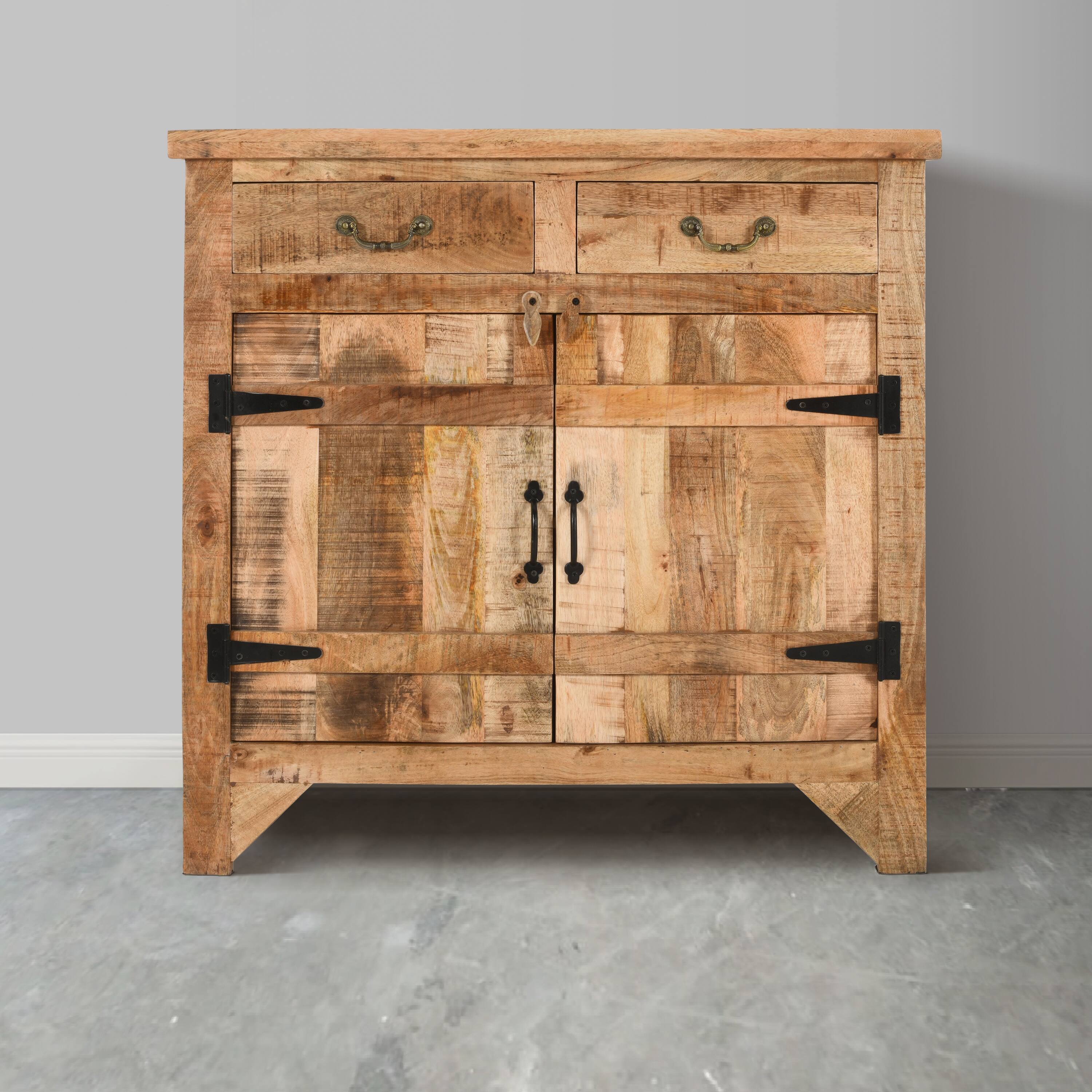 Alt View 8. Manhattan Lane - 39 Inch Artisanal Farmhouse Style 2 Drawer Mango Wood Cabinet Console with 2 Door Storage - Brown.