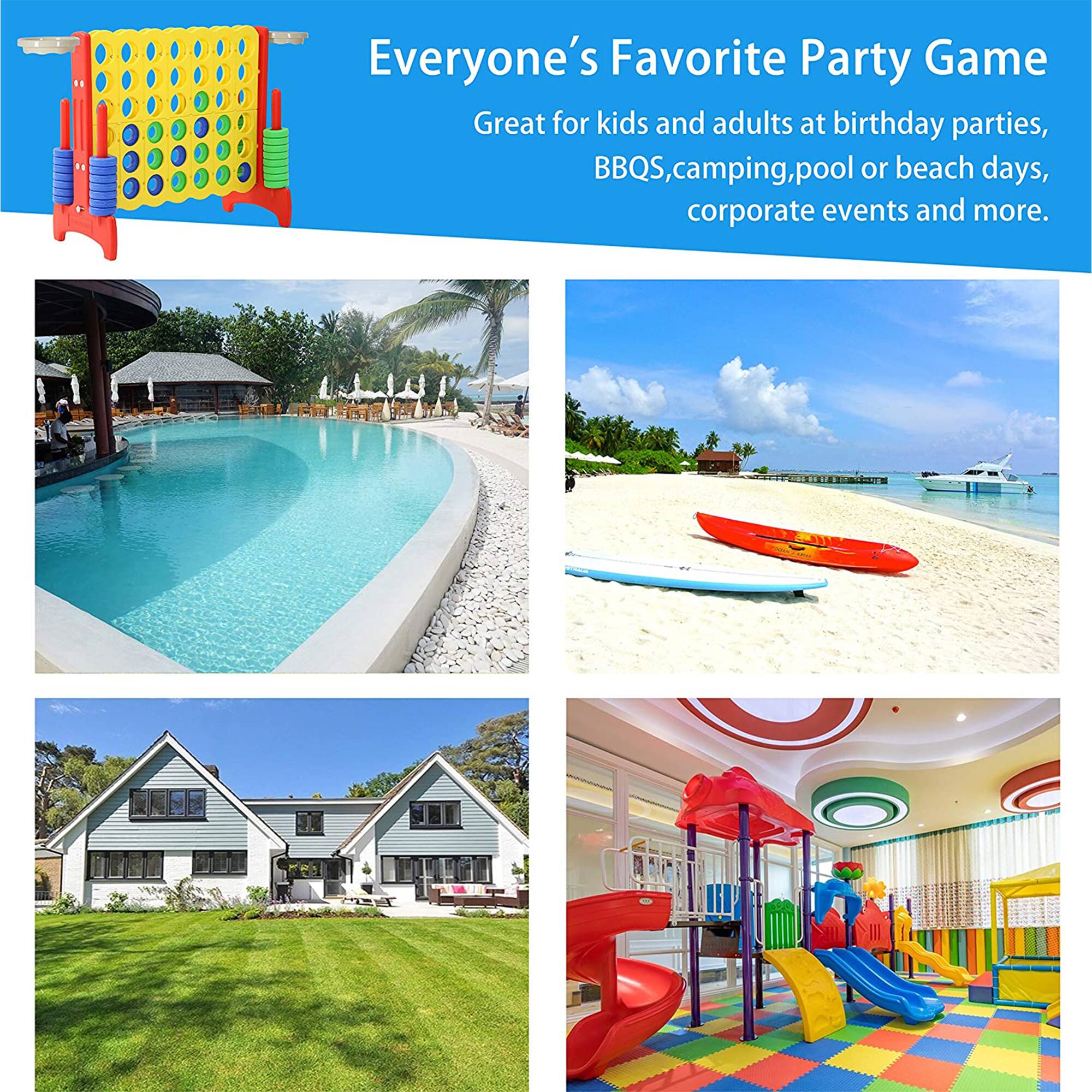 Everyone's Favorite Party Game  
Great for kids and adults at birthday parties, BBQs, camping, pool or beach days, corporate events and more.