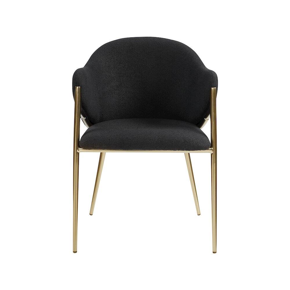 Alt View 2. Meridian Furniture - Nial Black Boucle Fabric Dining Chair, Set of 2 - Black.