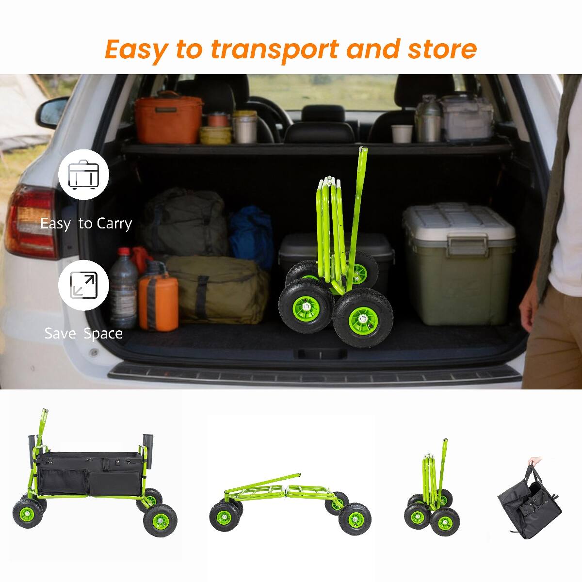 Easy to transport and store

- Easy to Carry
- Save Space