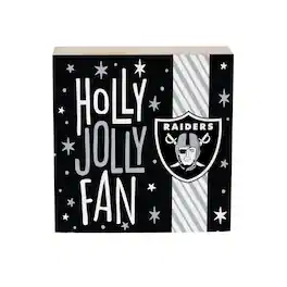Evergreen Enterprises - Las Vegas Raiders 6" Holiday Wood Plock Shelf Sign - Multicolor