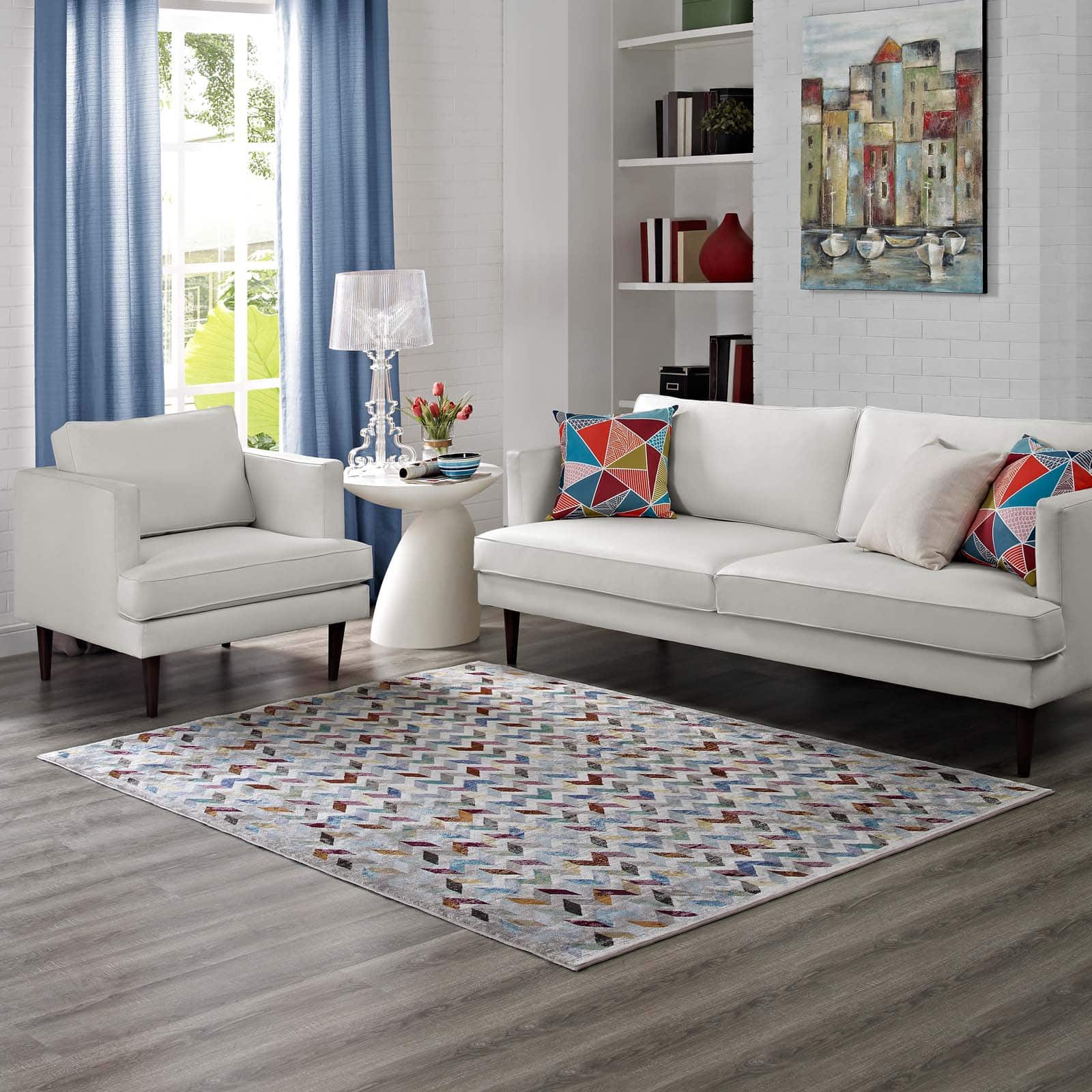 Modway - Gemma Chevron Mosaic Area Rug - Multicolored
