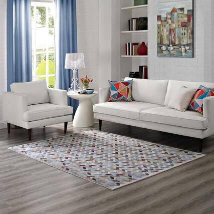Front. Modway - Gemma Chevron Mosaic Area Rug - Multicolored.