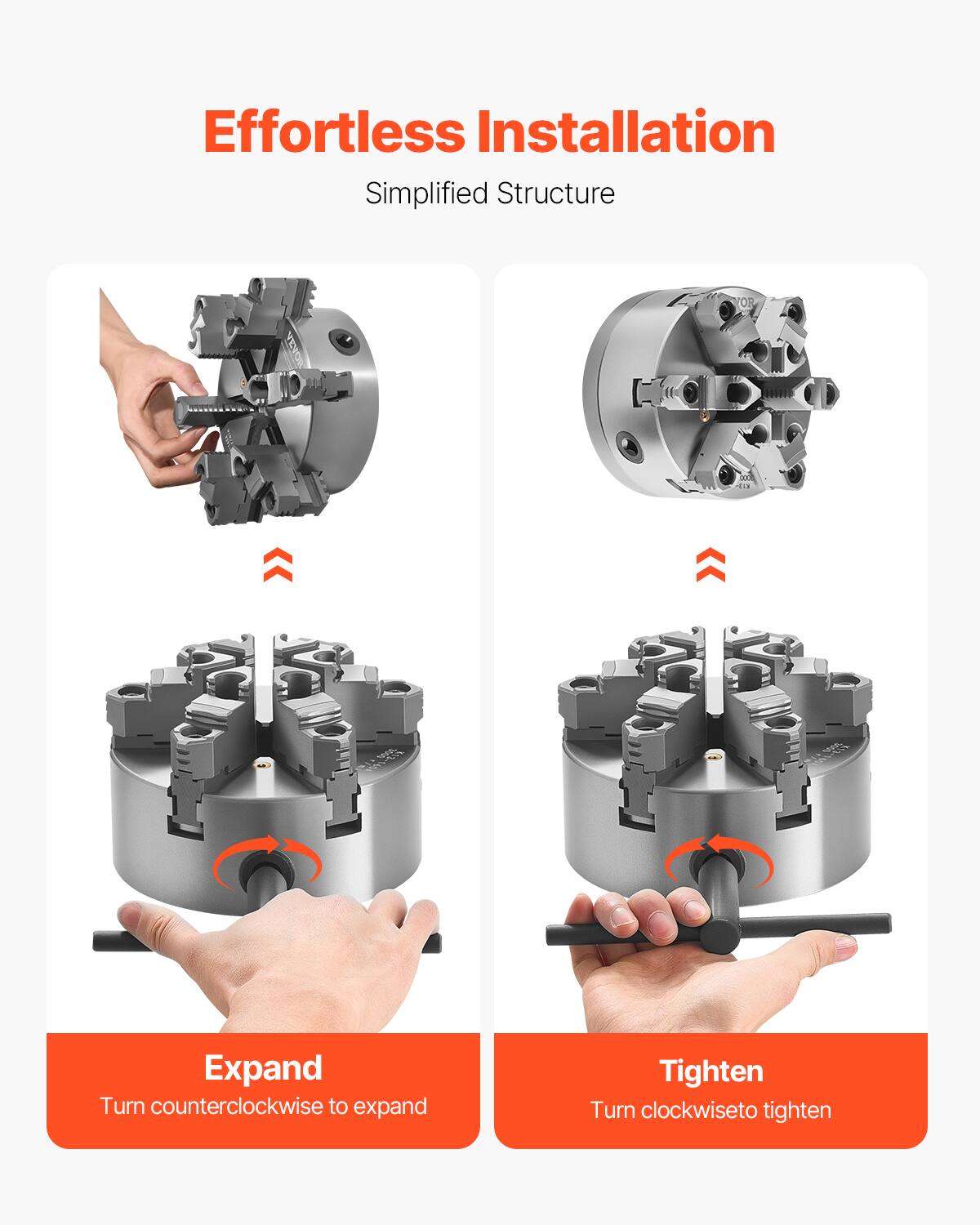 Effortless Installation  
Simplified Structure  

Expand  
Turn counterclockwise to expand  

Tighten  
Turn clockwise to tighten