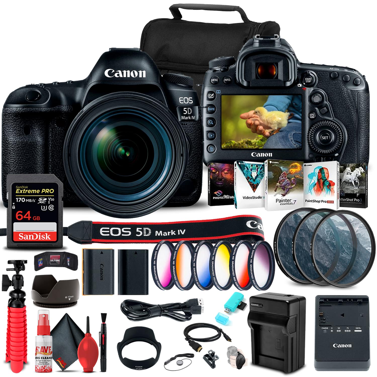 Canon EOS 5D Mark IV

- Canon EOS 5D Mark IV Camera
- SanDisk Extreme PRO 170 MB/s V30 64 GB SD Card
- Canon Lens (Included)
- Canon Lens Hood
- Canon Lens Cap
- Canon Camera Strap (EOS 5D Mark IV)
- Canon Lens Cleaning Kit
- Canon Camera Bag
- Canon Camera Remote Control
- Canon Camera Charger
- Canon Camera Battery
- Canon Camera USB Cable
- Canon Camera AC Adapter
- Canon Camera Lens Cleaning Spray
- Canon Camera Lens Cleaning Cloth
- Canon Camera Lens Cleaning Brush
- Canon Camera Lens Cleaning Solution
- Canon Camera Lens Cleaning Kit
- Canon Camera Lens Cleaning Kit
- Canon Camera Lens Cleaning Kit
- Canon Camera Lens Cleaning Kit
- Canon Camera Lens Cleaning Kit
- Canon Camera Lens Cleaning Kit
- Canon Camera Lens Cleaning Kit
- Canon Camera Lens Cleaning Kit
- Canon Camera Lens Cleaning Kit
- Canon Camera Lens Cleaning Kit
- Canon Camera Lens Cleaning Kit
- Canon Camera Lens Cleaning Kit
- Canon Camera Lens Cleaning Kit
- Canon Camera Lens Cleaning Kit
- Canon Camera Lens Cleaning Kit
- Canon Camera Lens Cleaning Kit
- Canon Camera Lens Cleaning Kit
- Canon Camera