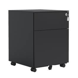 HTUTWOO - 2 Drawer Mobile File Cabinet with Lock Steel File Cabinet - Fully Assembled except for Wheels, Home/Office Design - Black