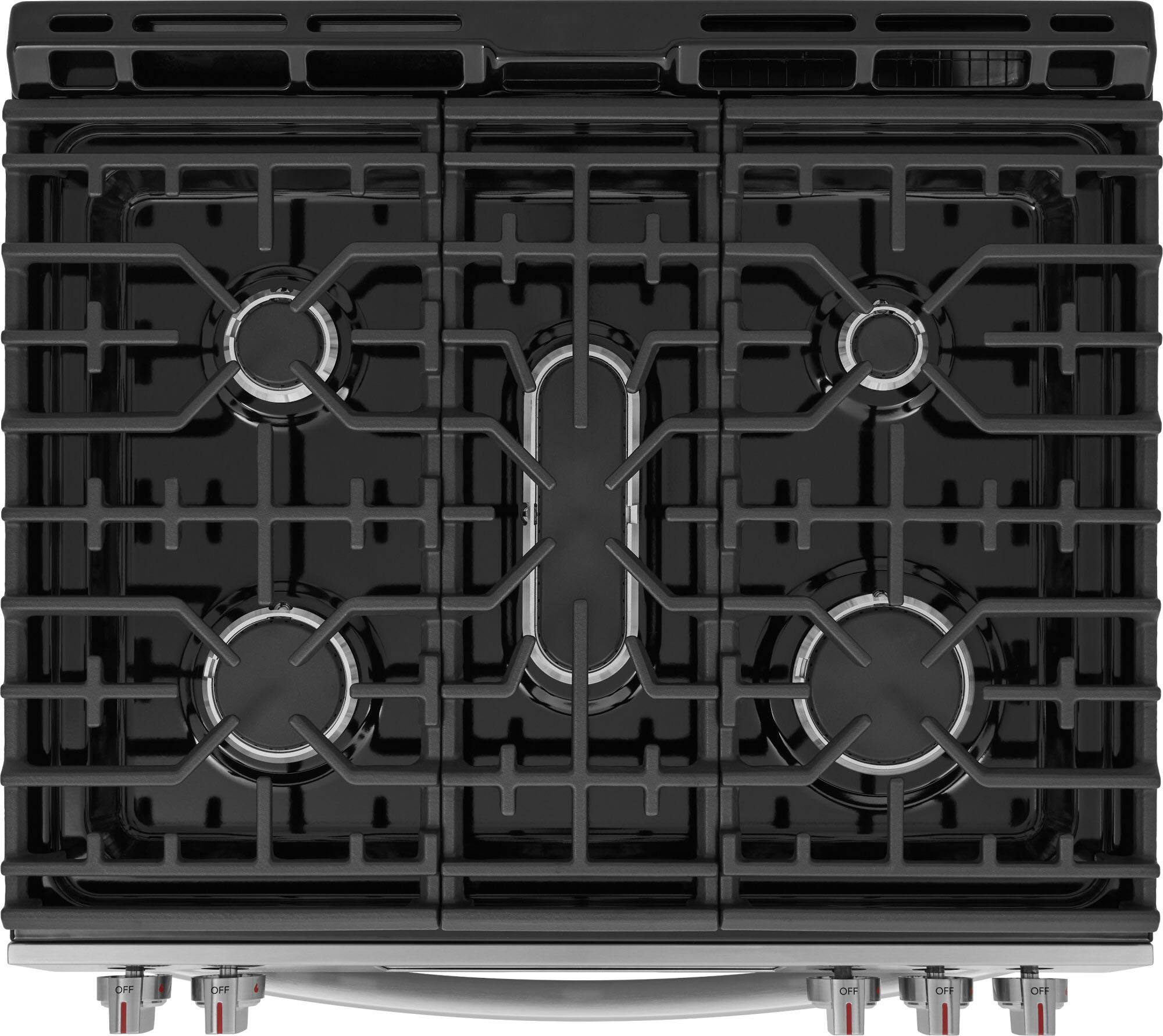 The text on the image reads "OFF OFF OFF OFF," which indicates that all the burners on the stove are turned off.