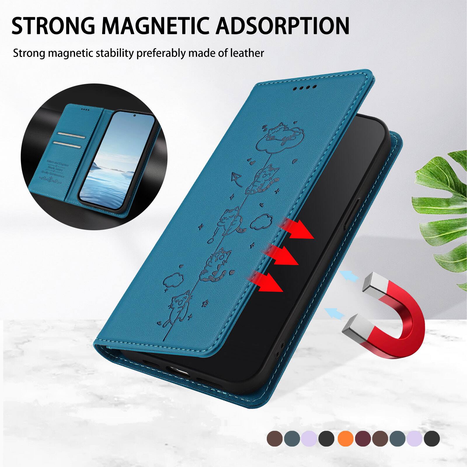 STRONG MAGNETIC ADSORPTION  
Strong magnetic stability preferably made of leather