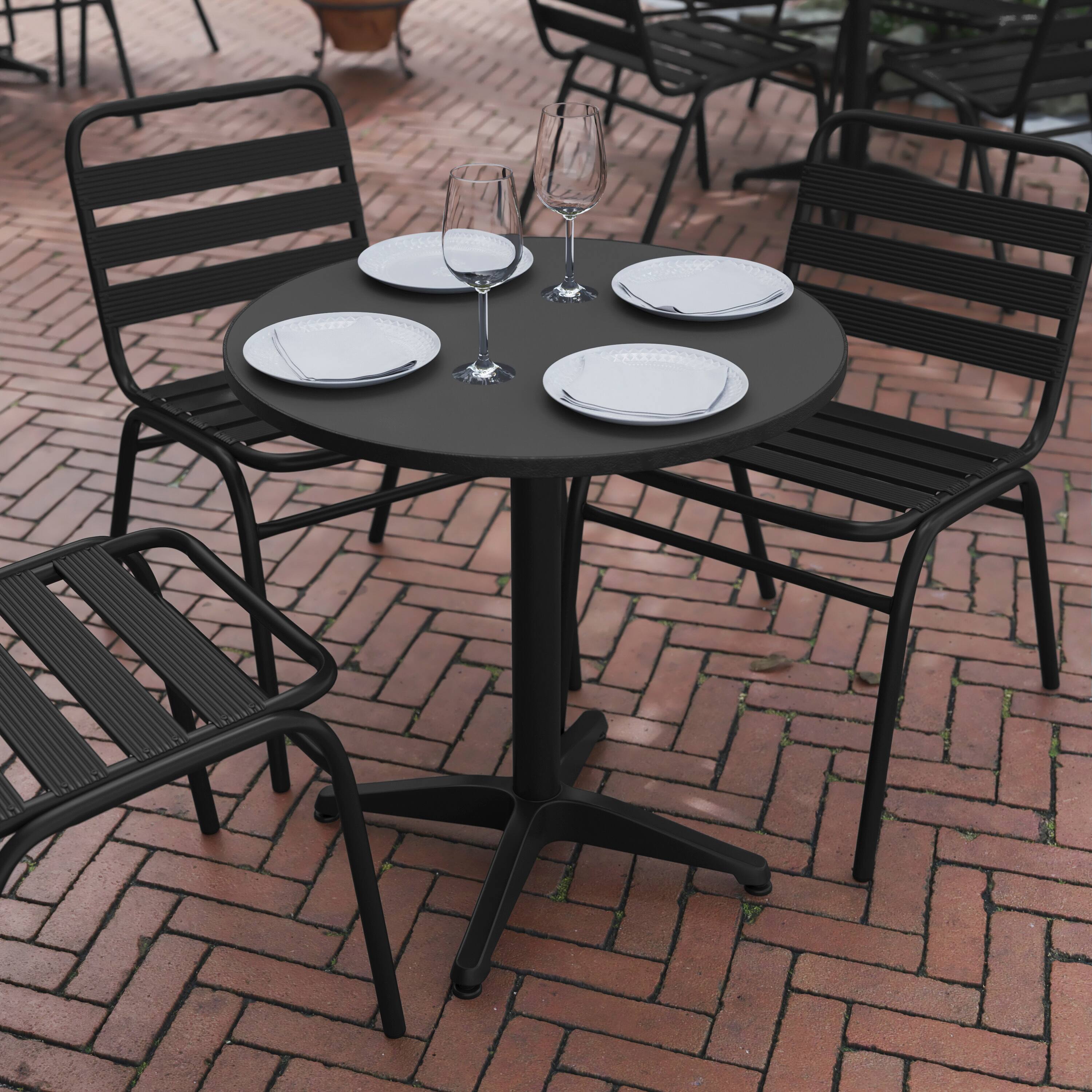 Alt View 2. Flash Furniture - Mellie 27.5'' Black Round Metal Indoor-Outdoor Table with Base - Black.