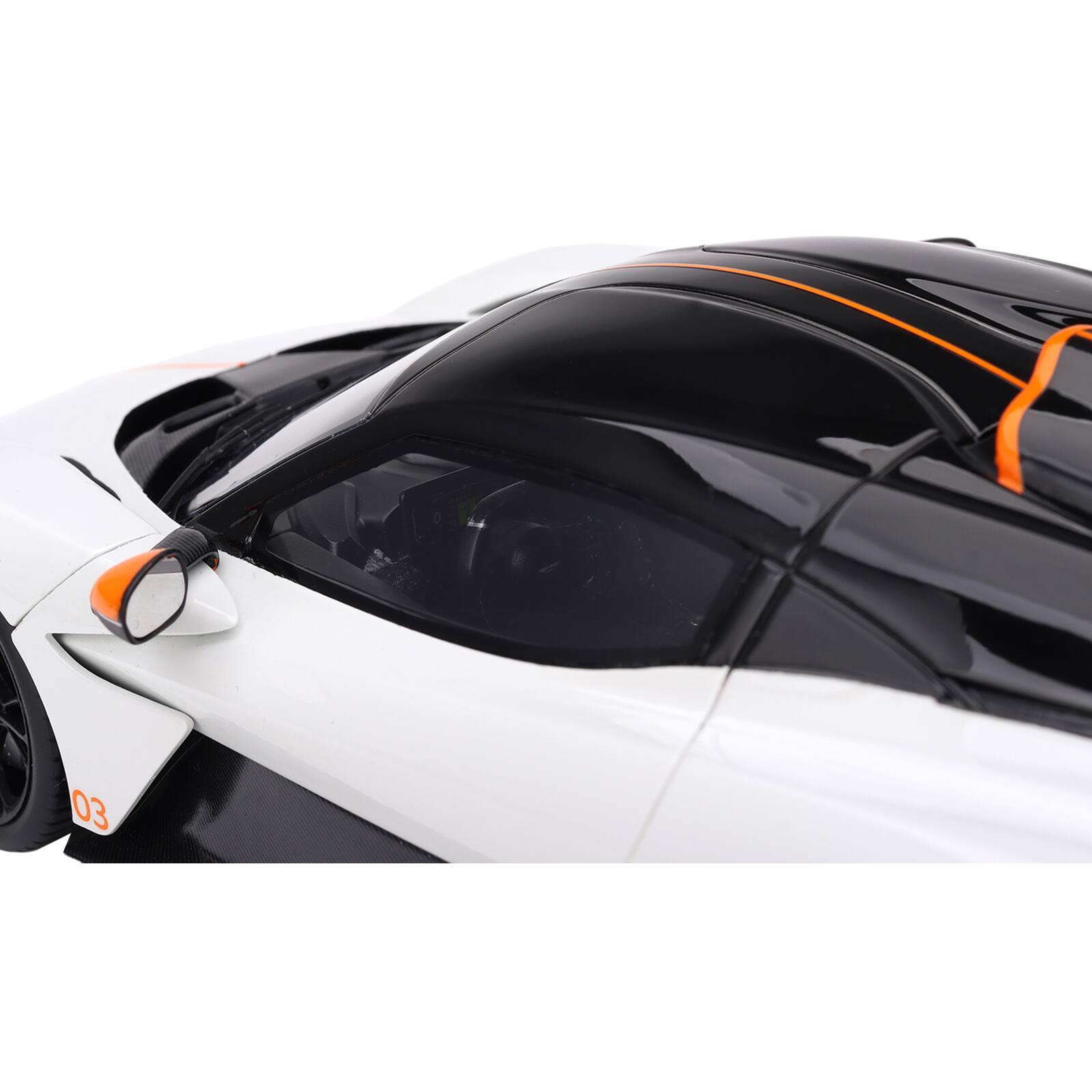Alt View 1. Top Speed - Aston Martin Valhalla Lunar White with Black Top and Orange Accents 1/18 Model Car by Top Speed.