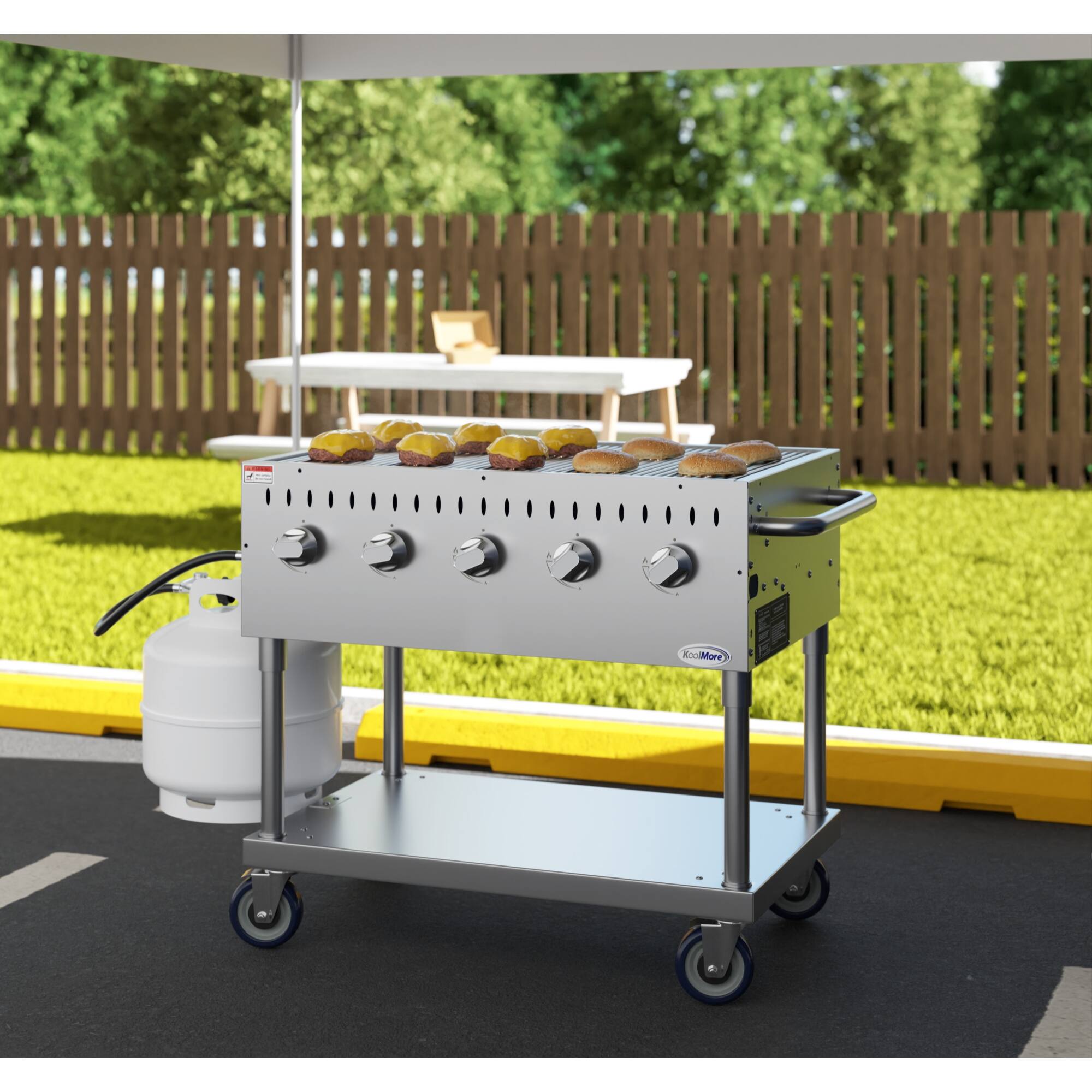 Alt View 1. Koolmore - 36 in. Commercial Mobile Outdoor Grill in Stainless Steel (KM-CGM-36) - Stainless Steel.