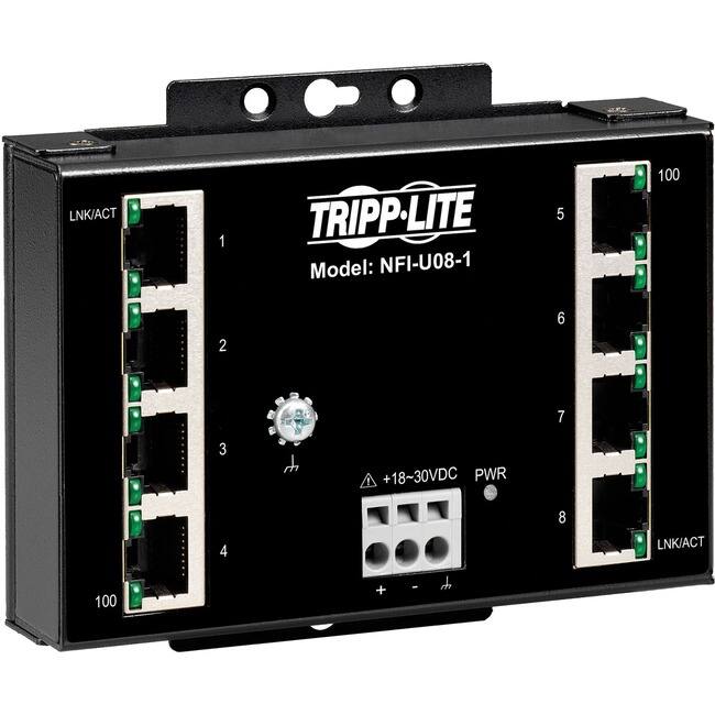LNK/ACT 1 TRIPP-LITE Model: NFI-U08-1  
1 2 3 4  
5 6 7 8  
+18~30VDC + PWR  
LNK/ACT 100