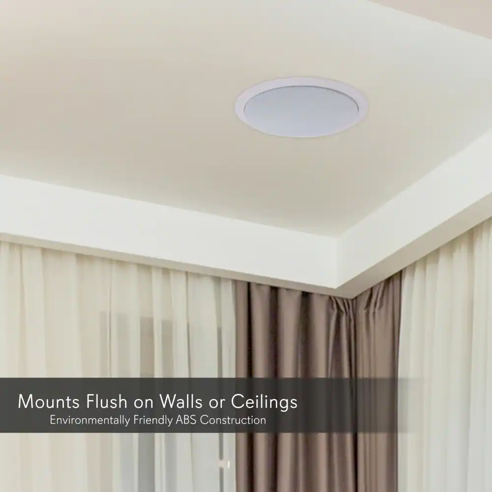 Mounts Flush on Walls or Ceilings  
Environmentally Friendly ABS Construction