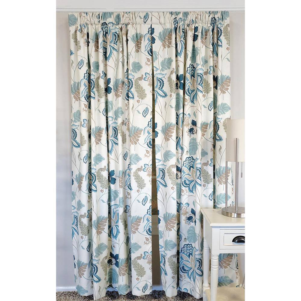 Angle. RLF Home - RLF Home Samanta Window Treatment 100% Cotton High-Quality Decorator Fabric Fully Lined Curtain Panels 100" X 96" Blue - Blue.