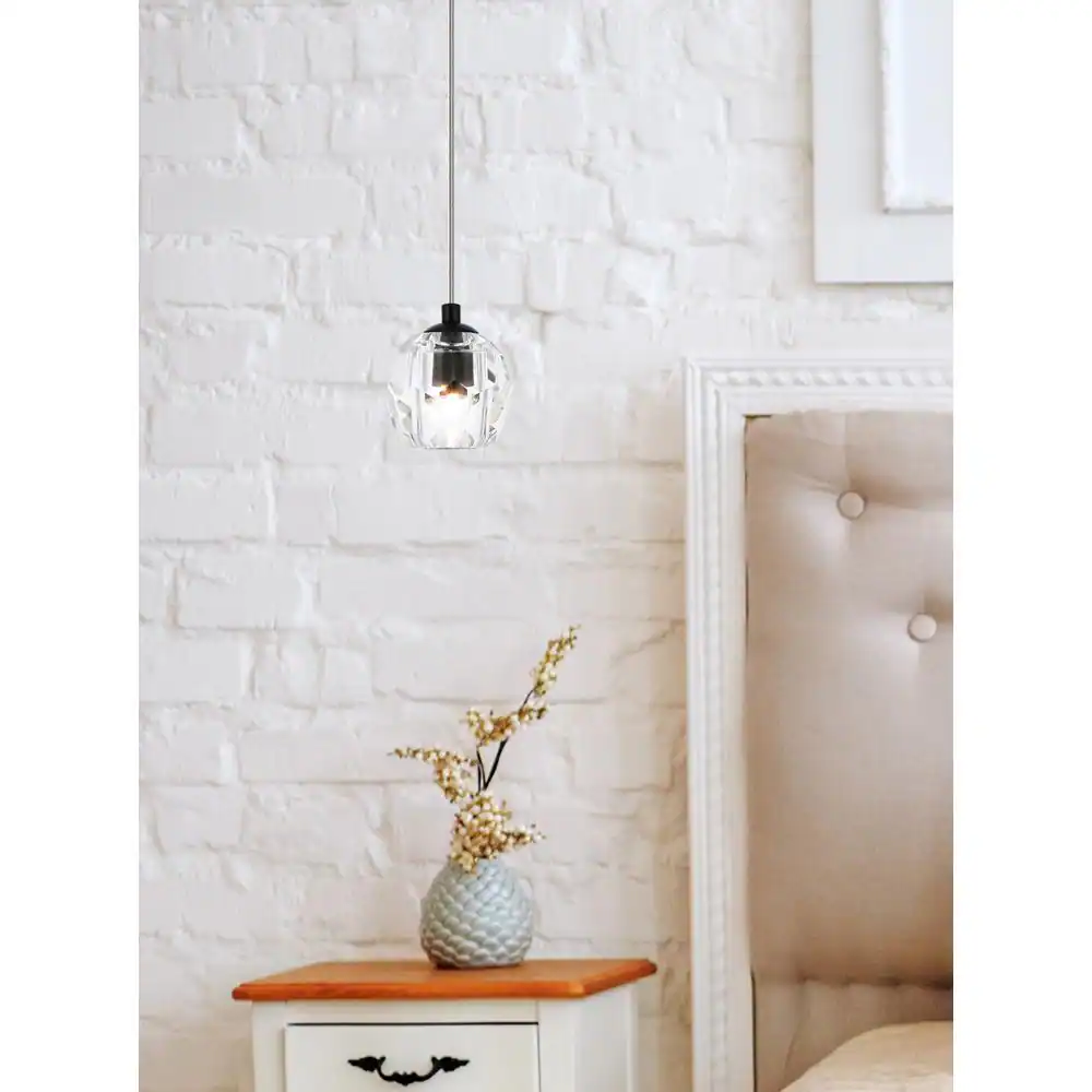 Left. Elegant Lighting - Eren 1 light Black pendant - Black.