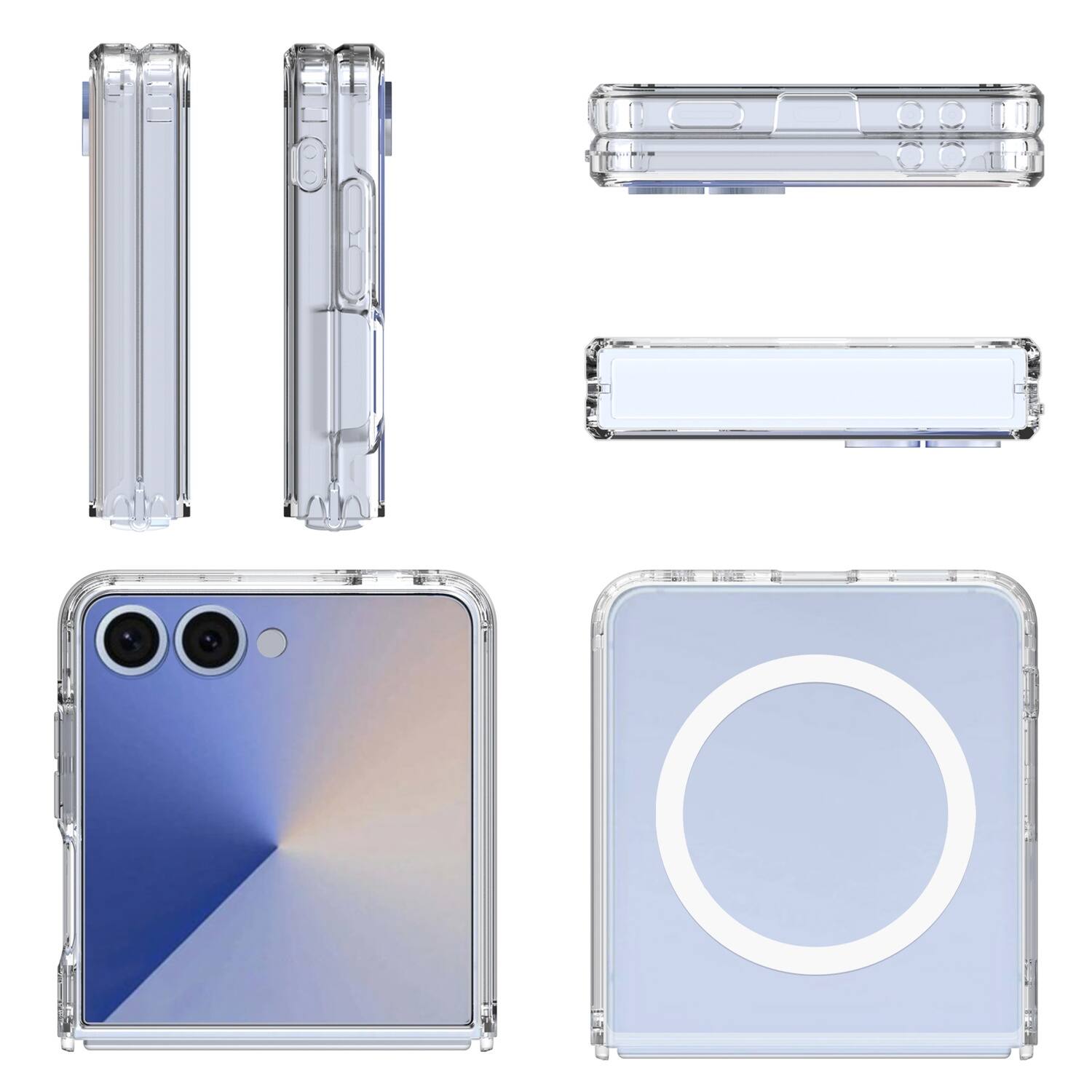 Alt View 3. Dteck - Clear Magnetic Case for Samsung Galaxy Z Flip7 Slim Anti Yellow Hard PC Shockproof Cover Wireless Charging Compatible - Clean.