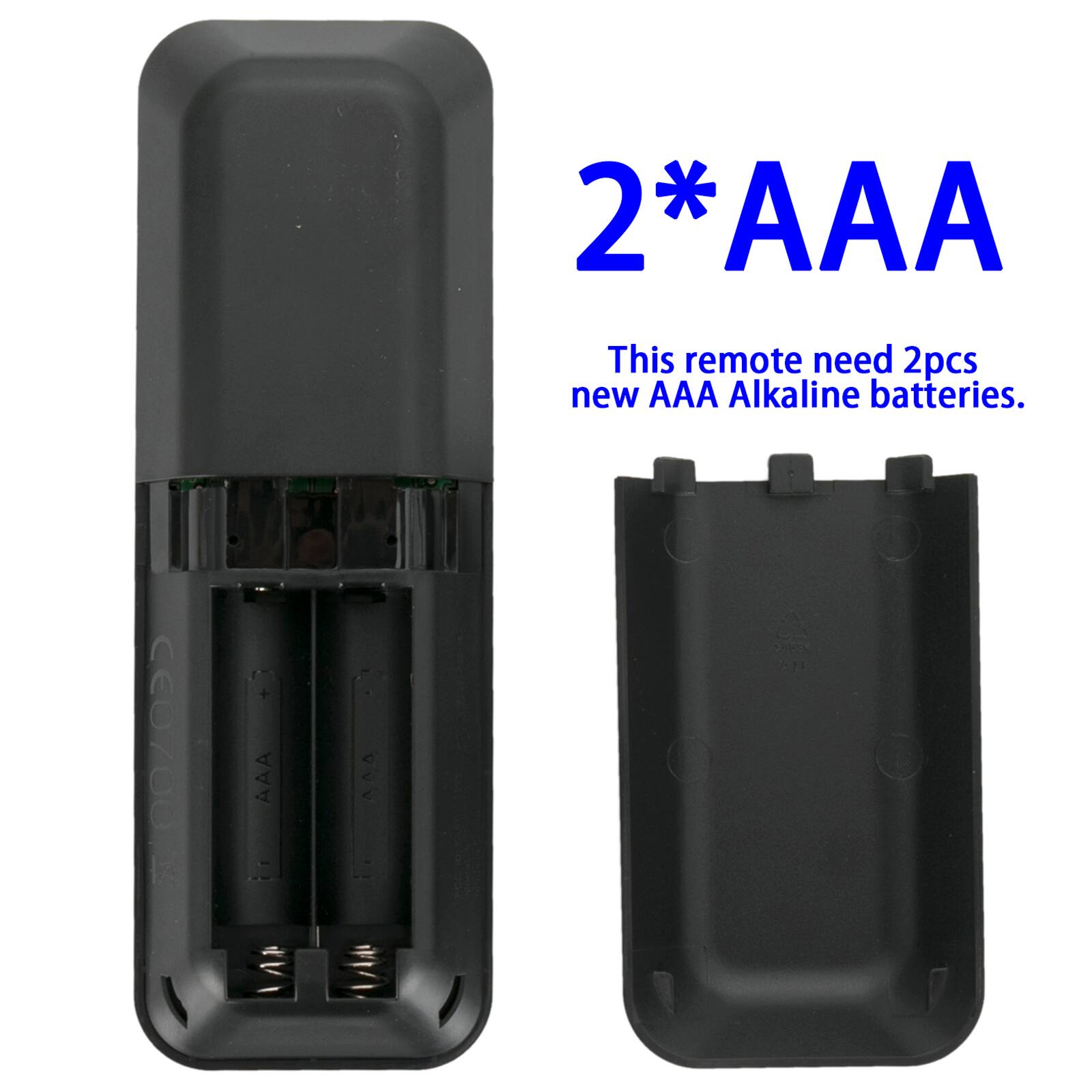 2*AAA
This remote need 2pcs new AAA Alkaline batteries.