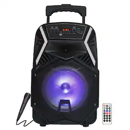 TopTech - Angel-8 Portable 8" Bluetooth Party Speaker with LED Lights and Remote - Black