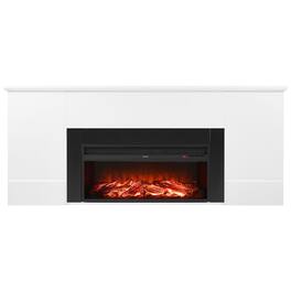 Loheer - 75 inch freestanding electric fireplace with Mantel - White