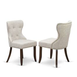 East West Furniture - AMSI3-MAH-35 3 Piece Dining Table Set - 1 Kitchen Table and 2 Doeskin Kitchen Chairs - Finish - Mahogany