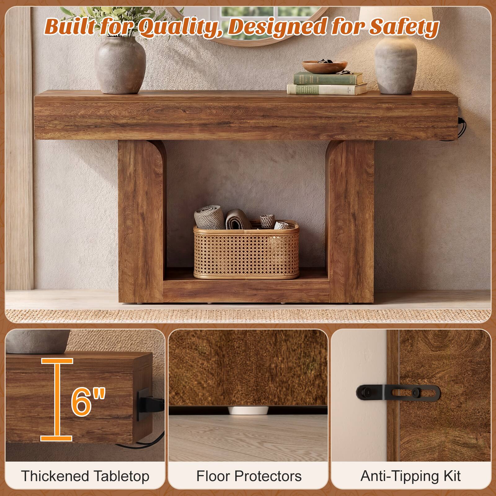 Built for Quality, Designed for Safety

- Thickened Tabletop
- Floor Protectors
- Anti-Tipping Kit

6"