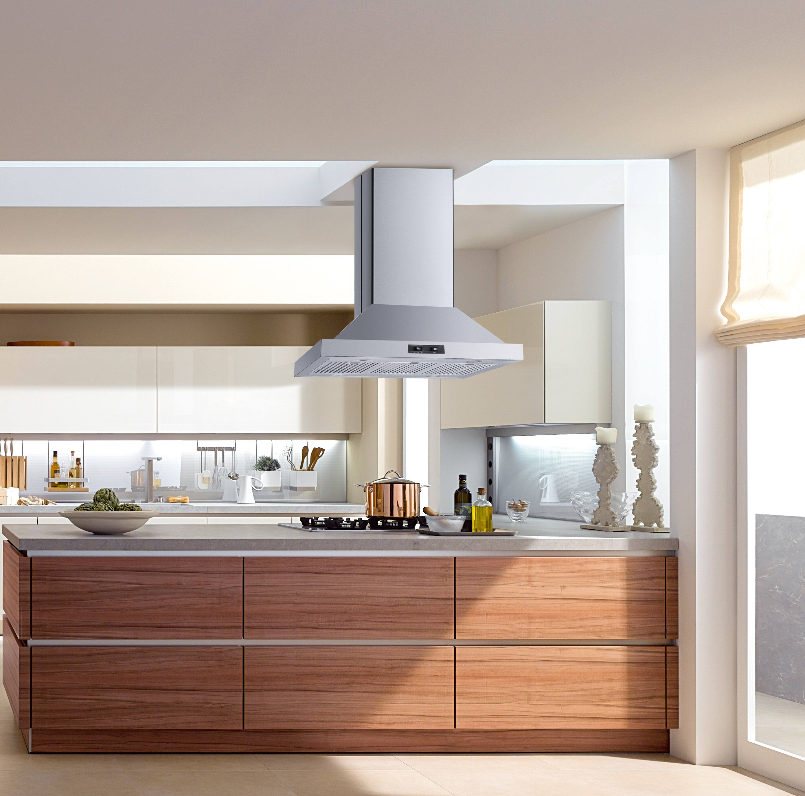 Alt View 1. Winflo - Winflo 30 inch Convertible 300-CFM Stainless Steel Island Range Hood - Stainless Steel.