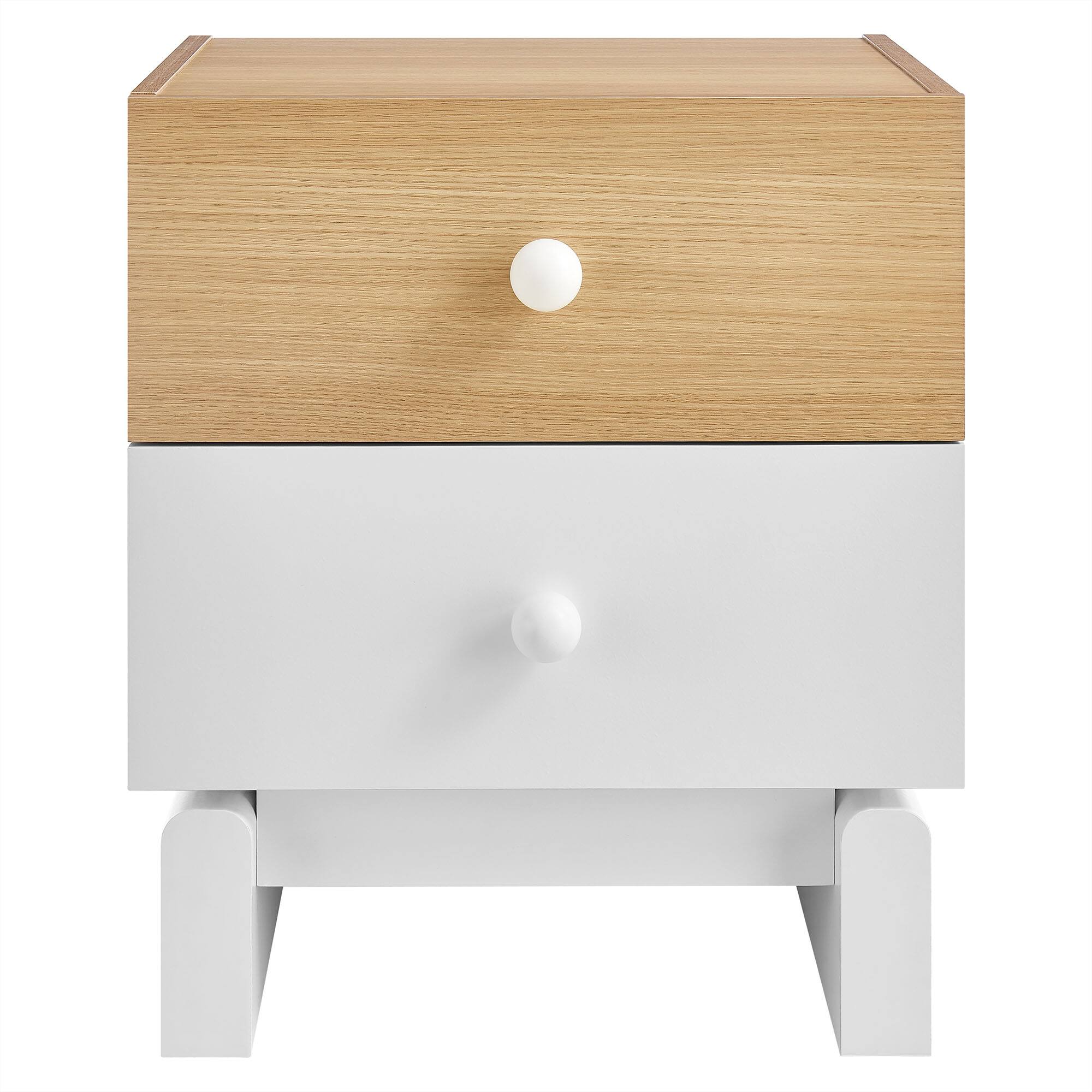 Alt View 4. Modway - Nolia 2-Drawer Color Block Nightstand by Modway - Oak White.