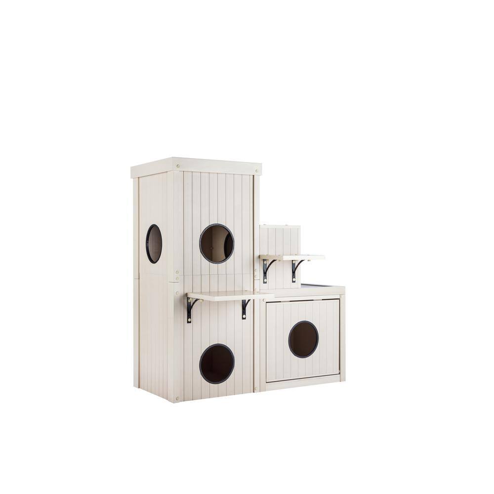 Left. New Age Pet - ECOFLEX Kitty Katio Climber Cat House - Maple.