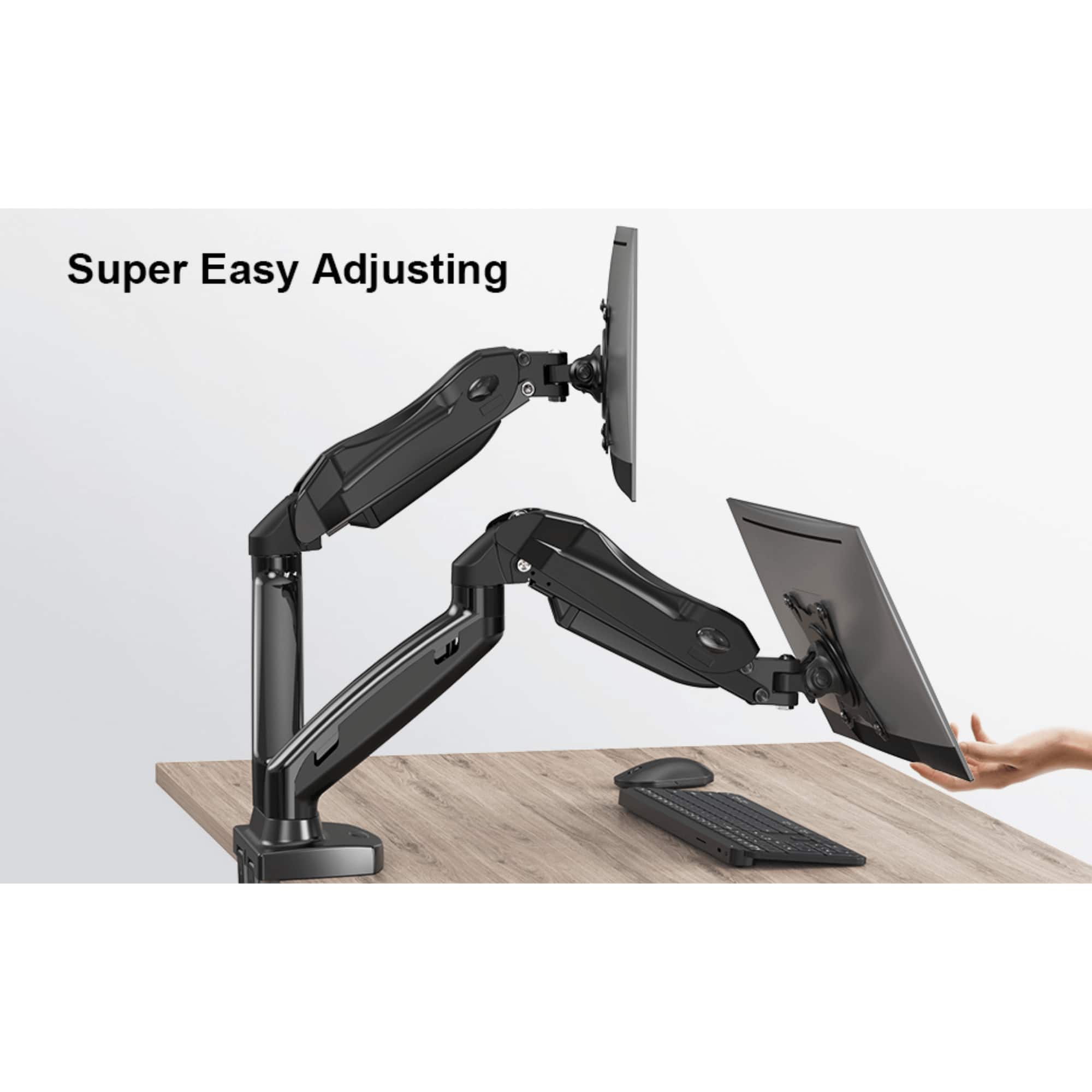 ErgoAV - Gas Spring Desk Mount for Dual Monitors 13" to 27" - Black - Thumbnail 2